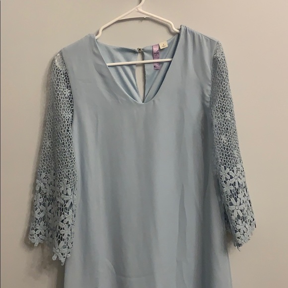 Ayla Sky Blue Dress with Lace Bell Sleeves - Picture 2 of 5